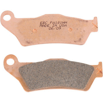 Warp 9 EBC front brake pad set showing friction surface and backing plate