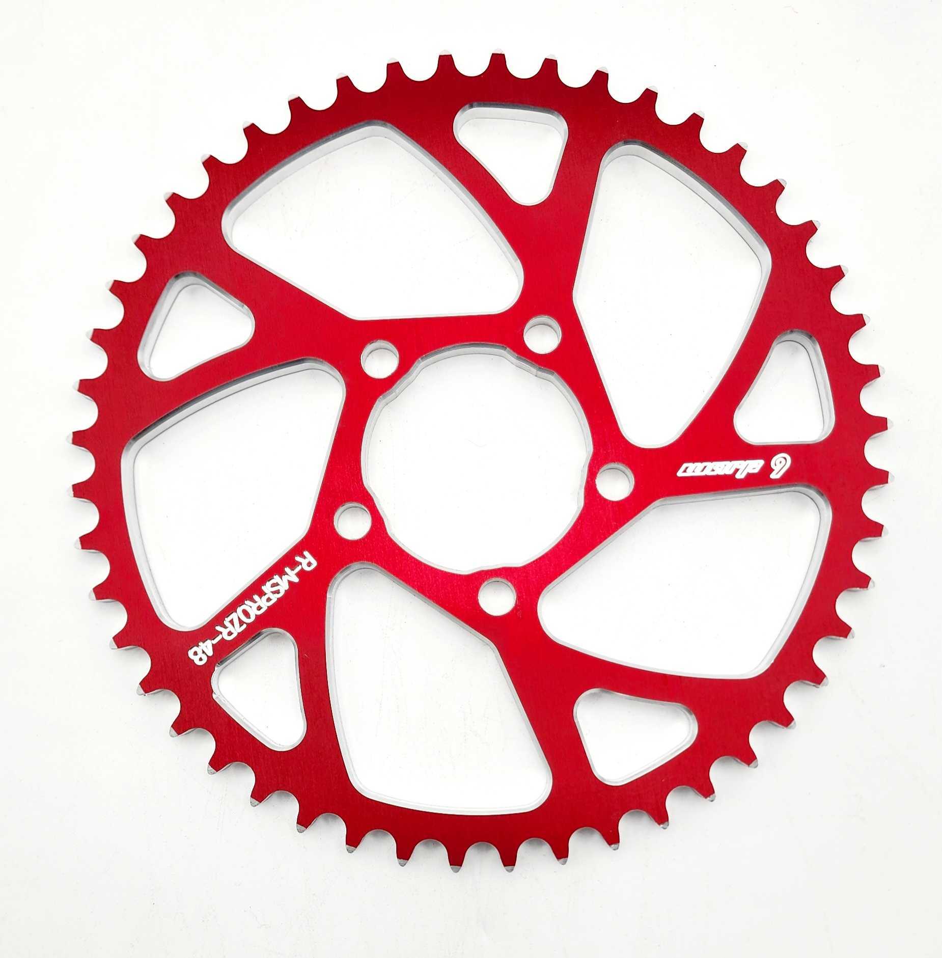Warp 9 rear sprocket tooth-count range 40T to 58T for Rawrr Mantis gearing