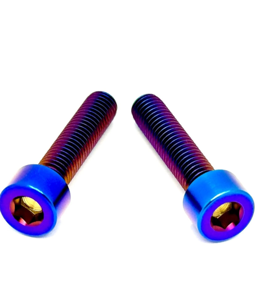 Two-piece grade-5 titanium brake caliper bolt kit for e-moto