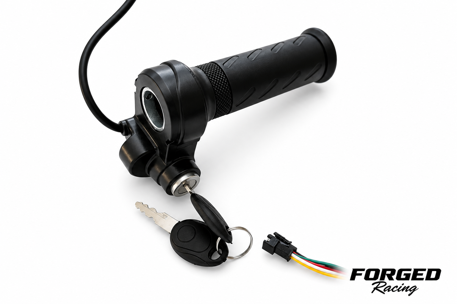Plug-and-play throttle kit contents with two keys and extra grip for Ridstar
