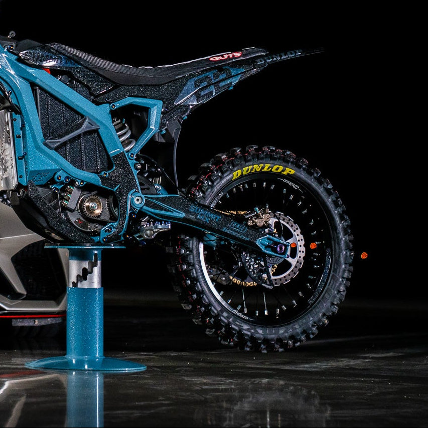 Surron Ultra Bee swing arm decal — design detail