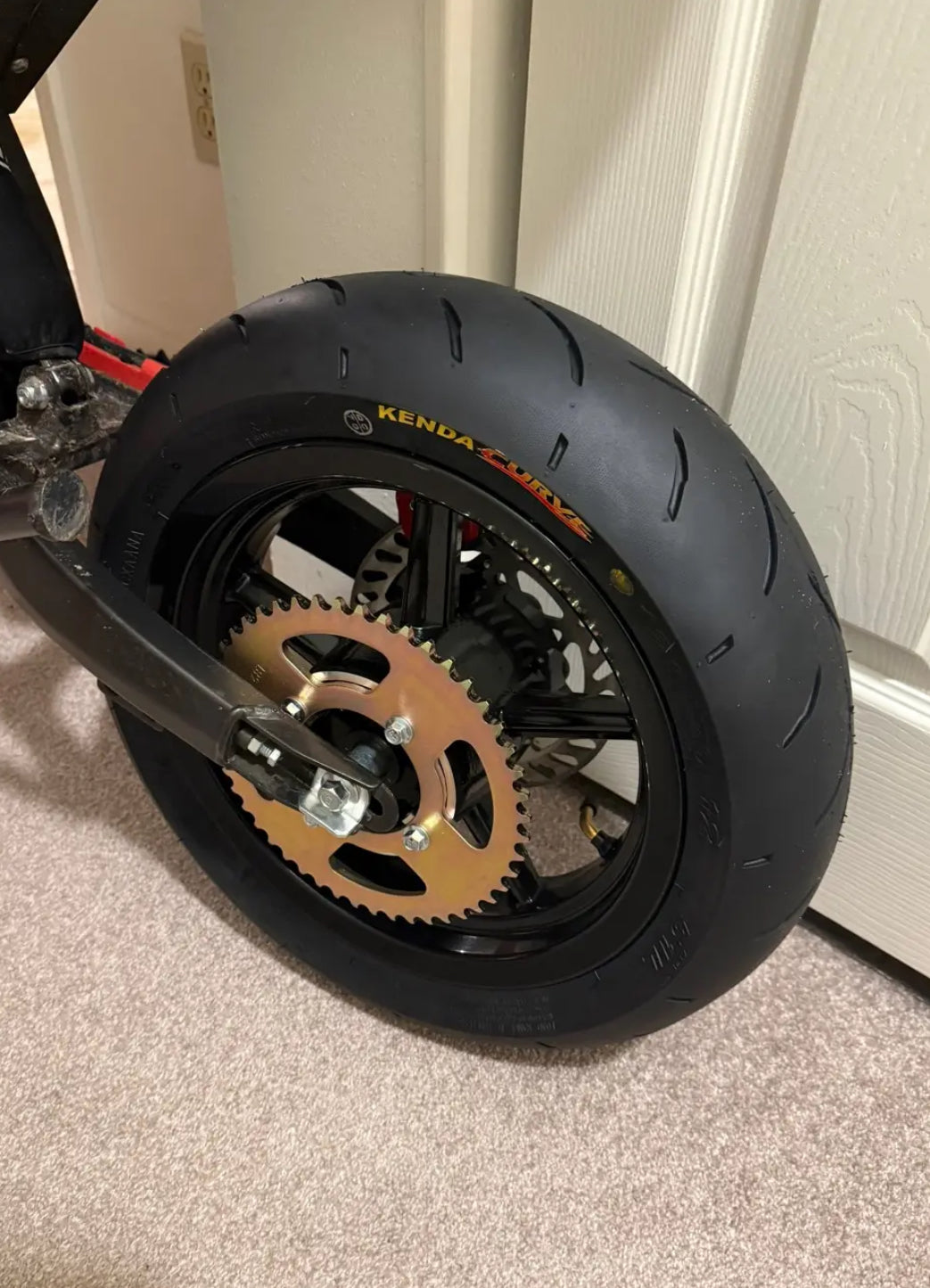 Front supermoto wheel and brake rotor detail