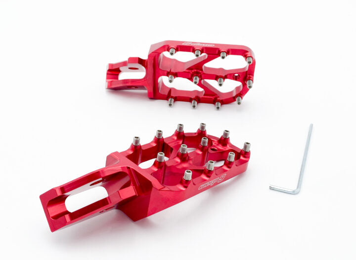 Warp 9 Elite forged aluminum foot pegs for Zero XE with stainless teeth