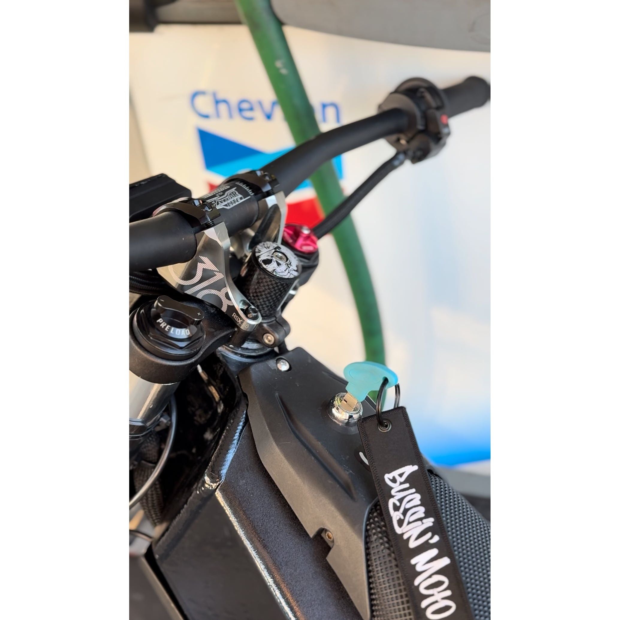 Key ignition switch installed on a Talaria XXX electric dirt bike