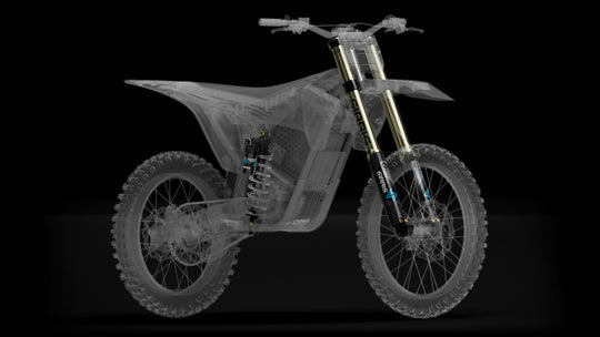 Sirris F43 closed-cartridge front fork for the Sur-Ron Ultra Bee — mounting detail