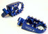 Blue anodized Warp 9 foot pegs showing the 57 by 87mm platform