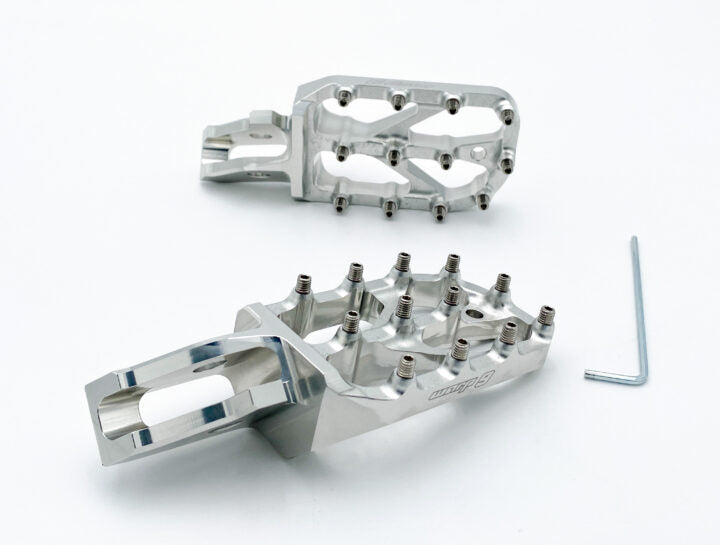 Warp 9 Elite foot pegs for the Sur-Ron Ultra Bee in silver anodized finish