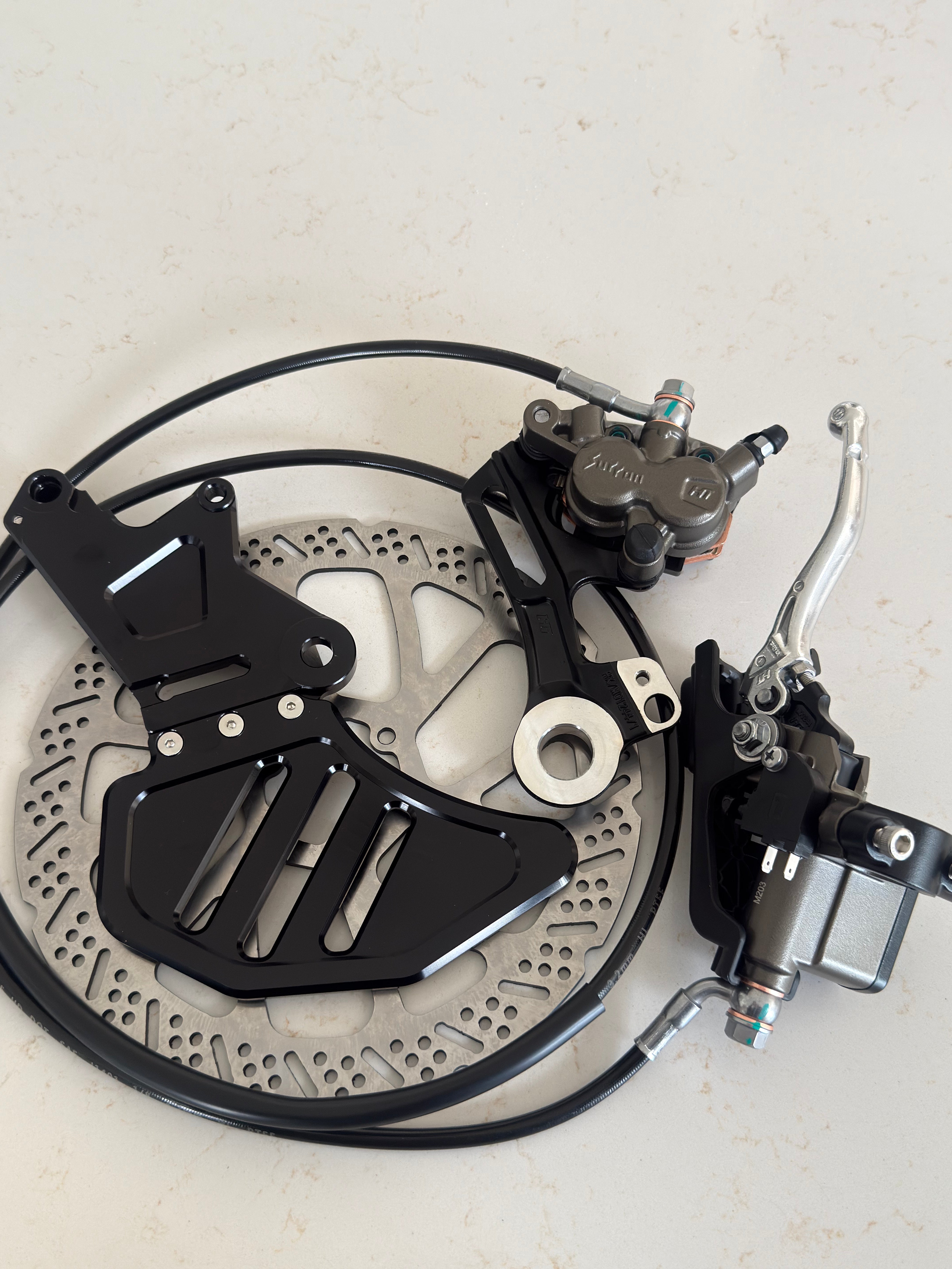 Ultra Bee OEM rear brake caliper and brake line assembly