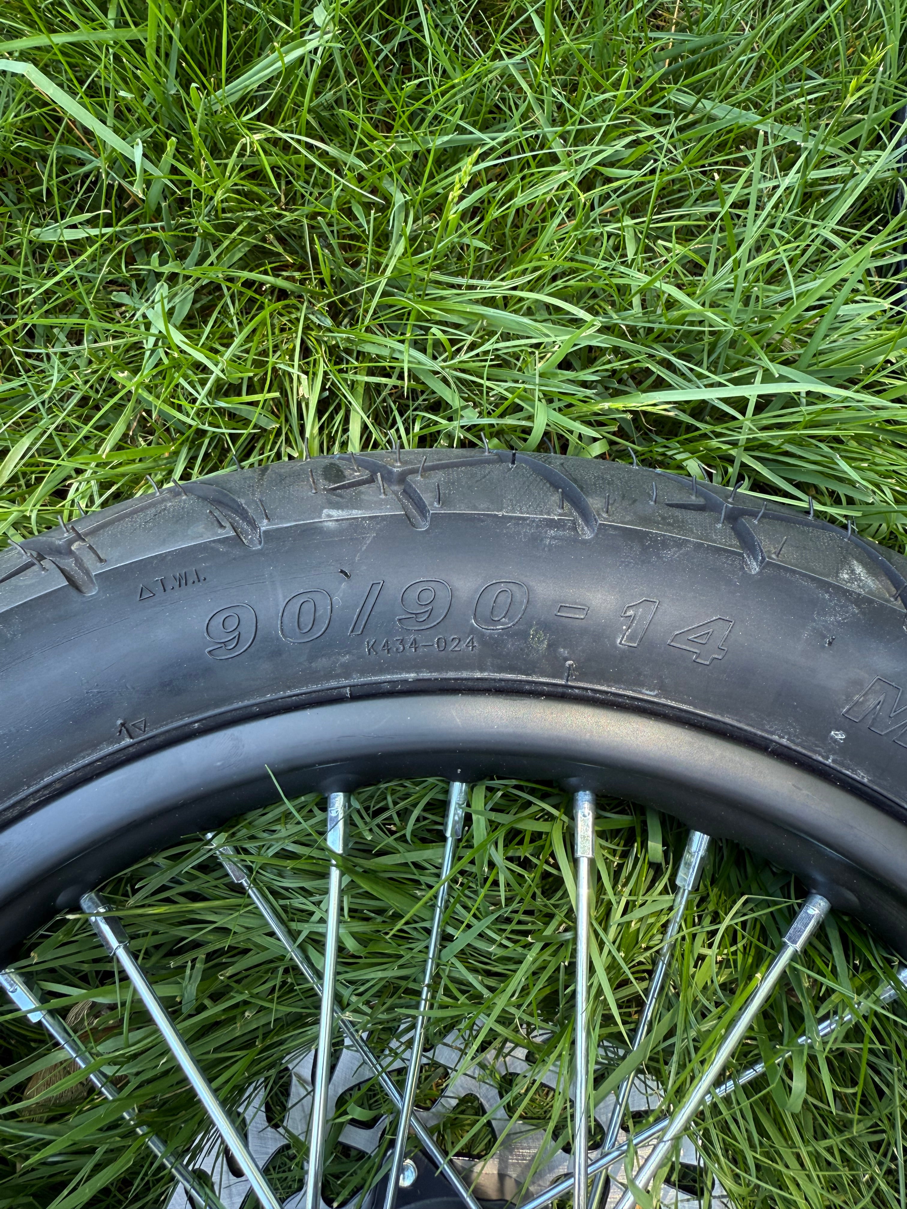 14 inch supermoto wheel side profile showing rim and spokes