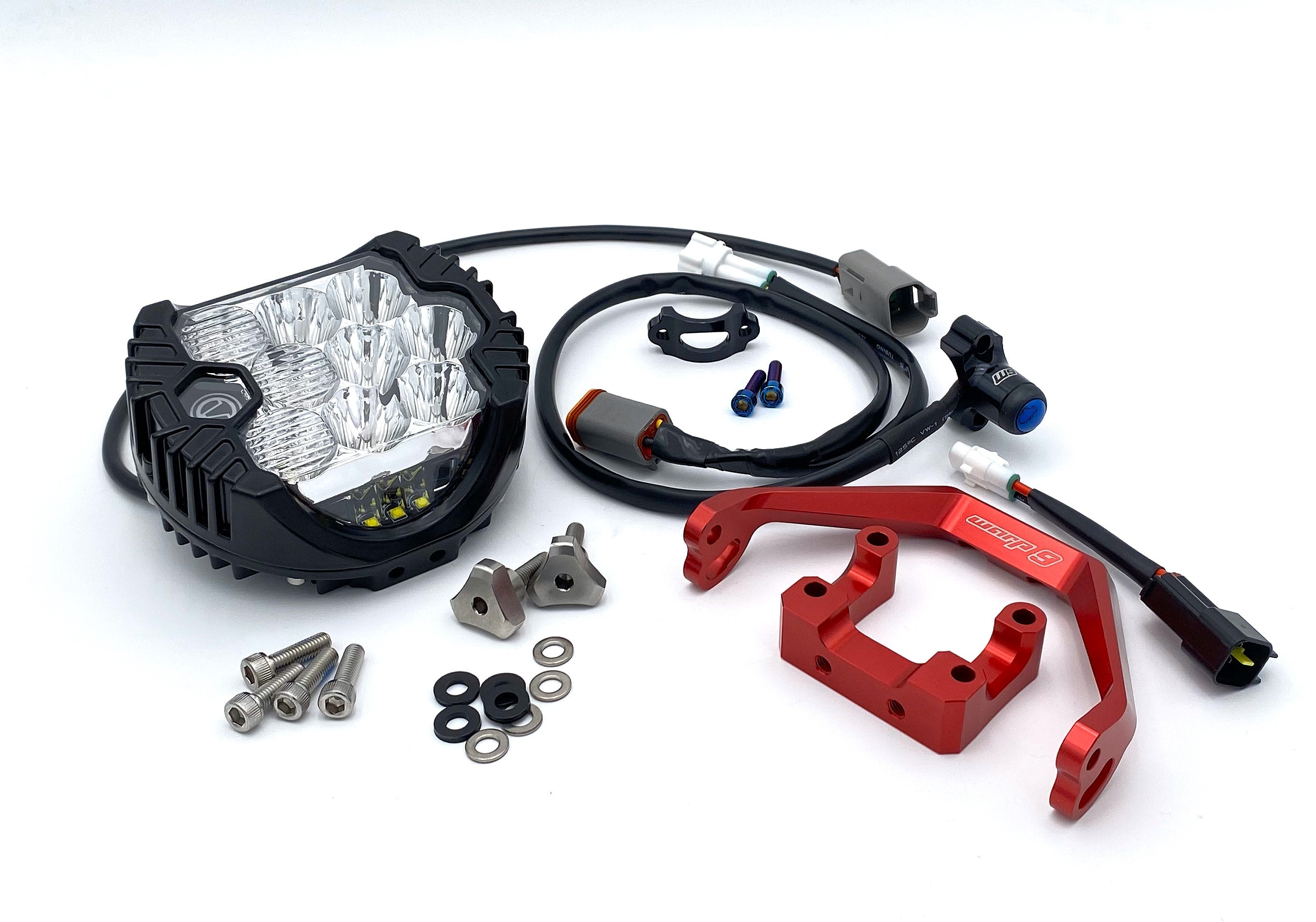 5000-lumen LED headlight showing spot and flood beam layout