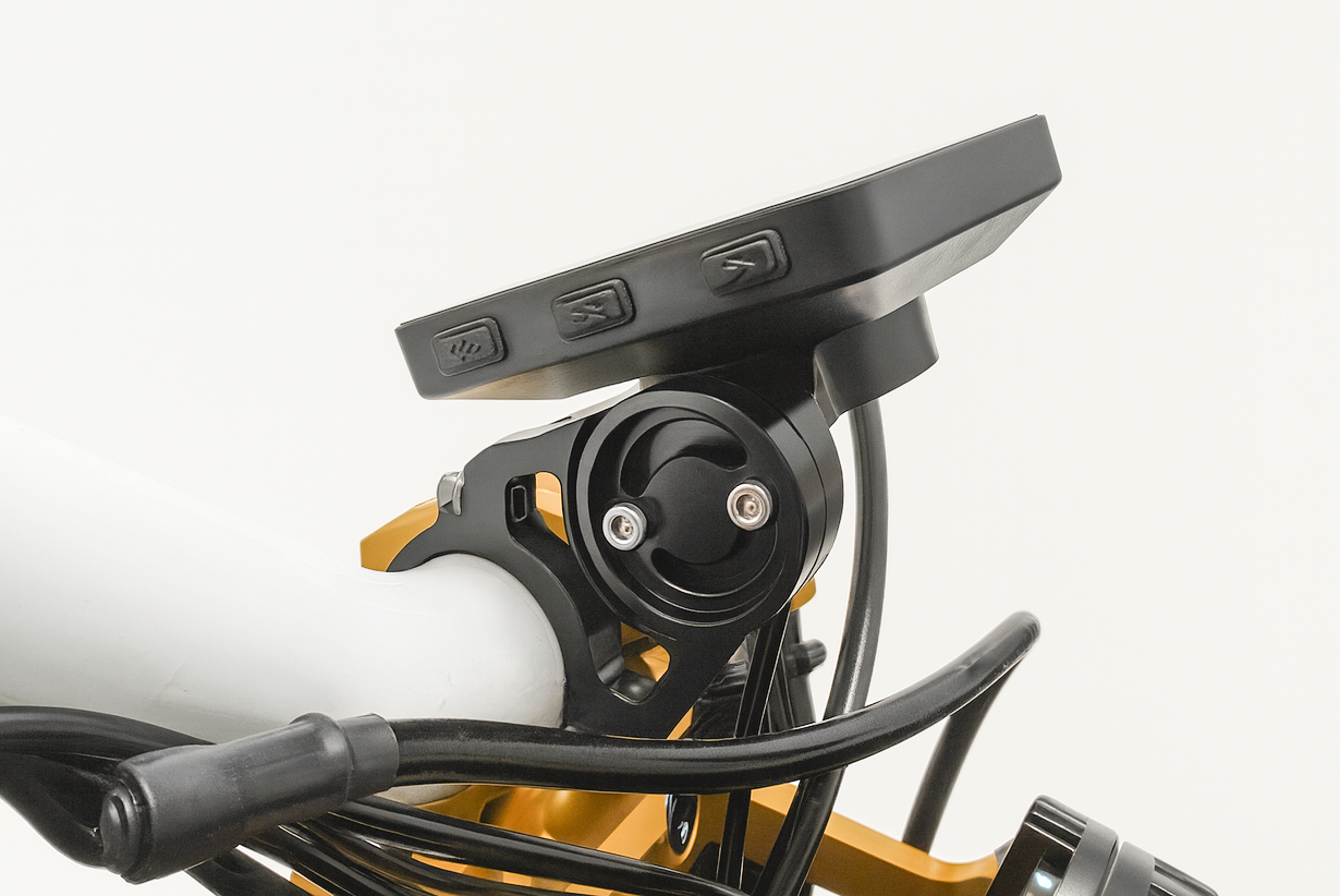 Warp 9 7075-T6 display mount installed on E-Ride Pro handlebar stem