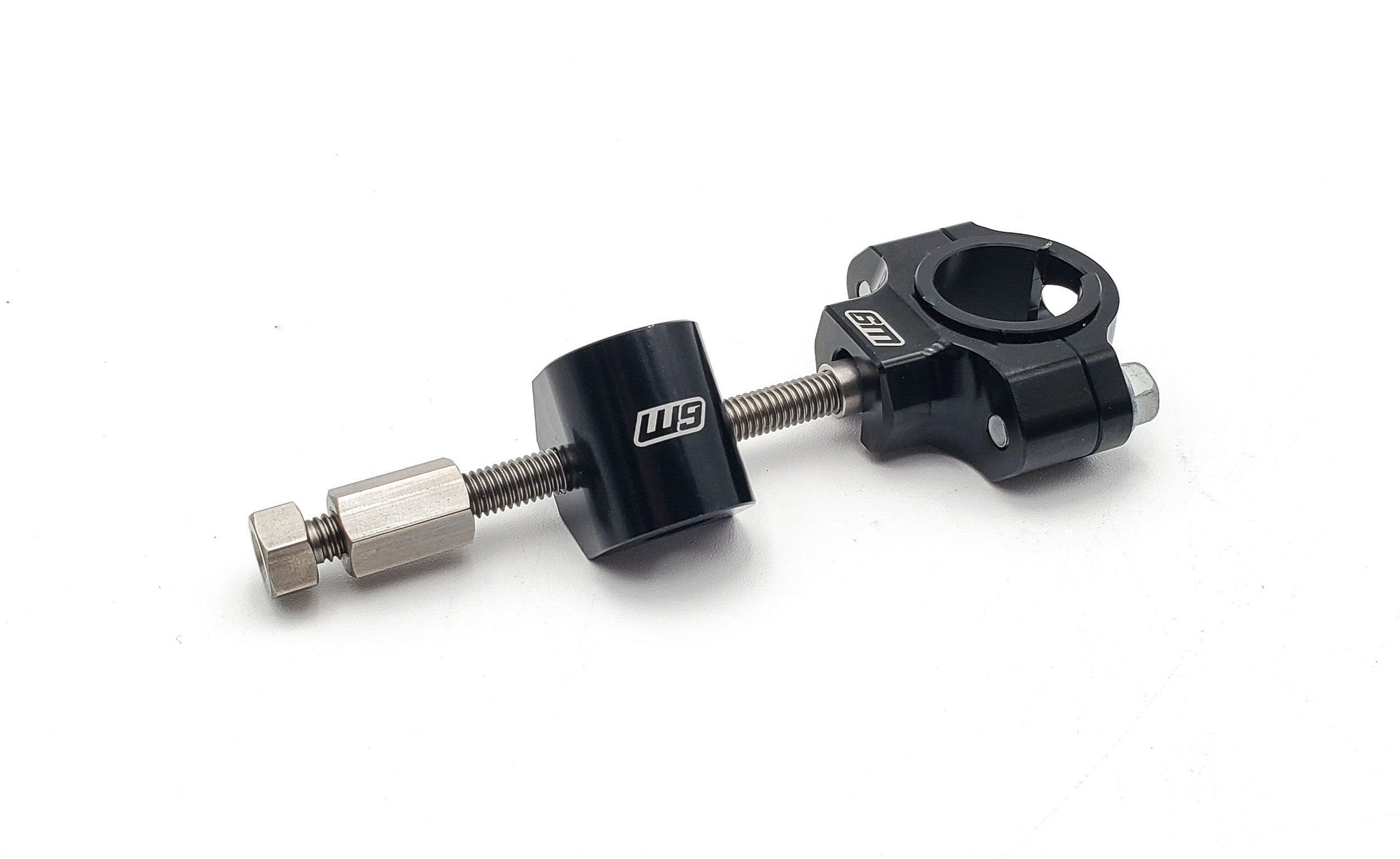 Captive bolt and extended locking nut detail on the motor adjuster