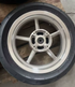 Supermoto wheel set showing sprocket and rotor included