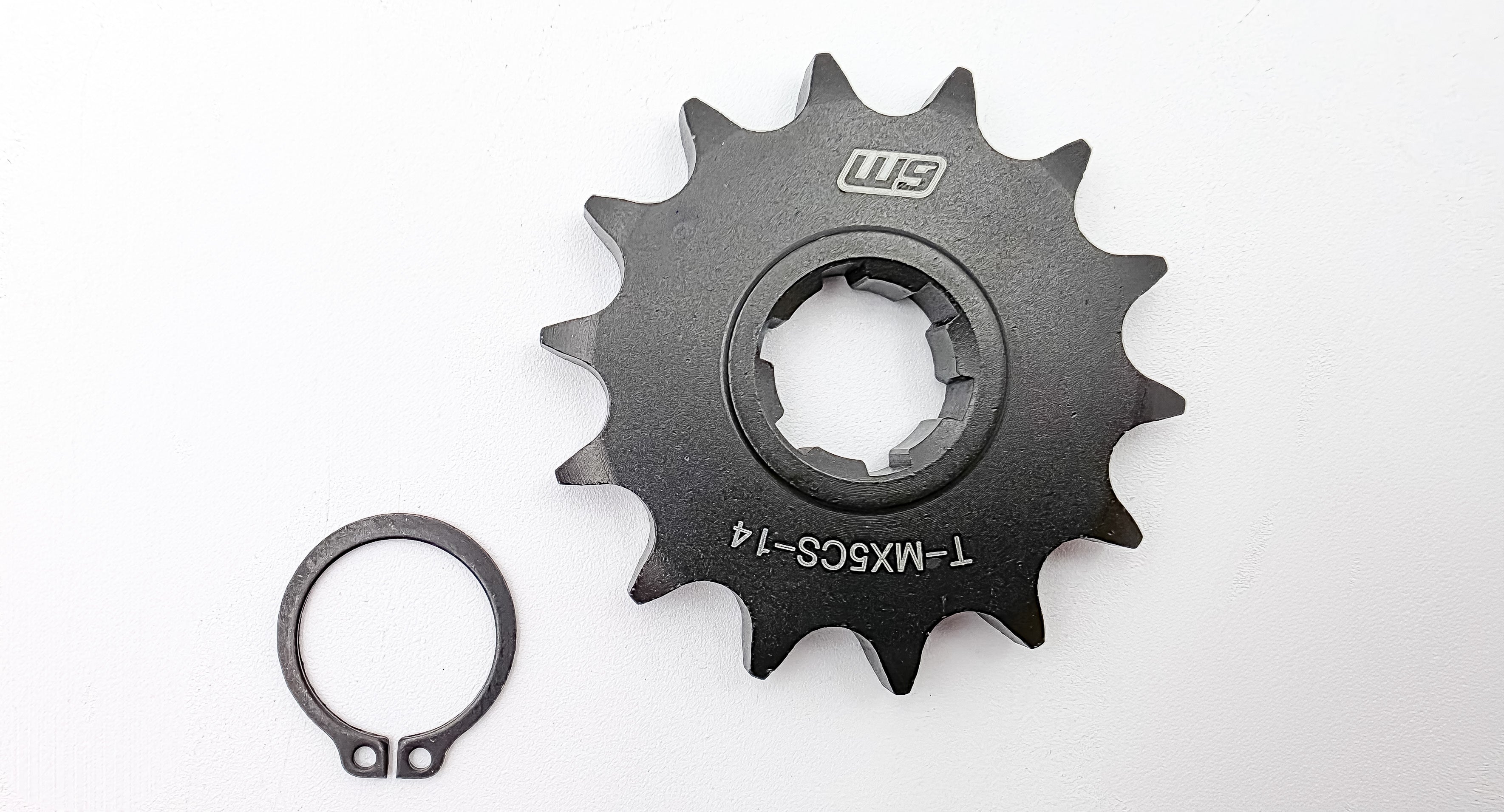 Warp 9 hardened tool steel front sprocket with pre-installed jackshaft seal for Talaria Sting MX5