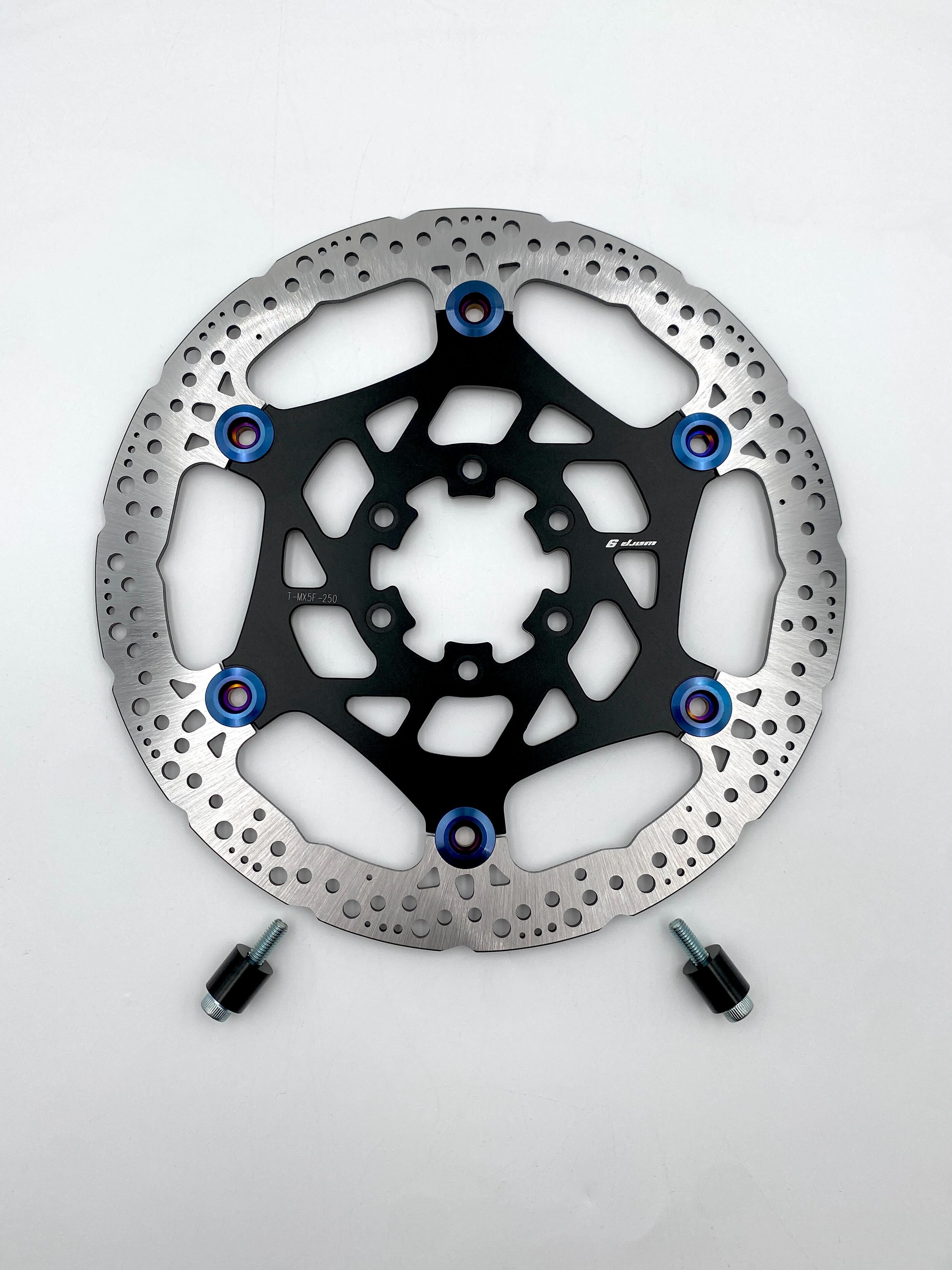 Warp 9 250mm MX5 rotor with caliper adapter spacers for Talaria