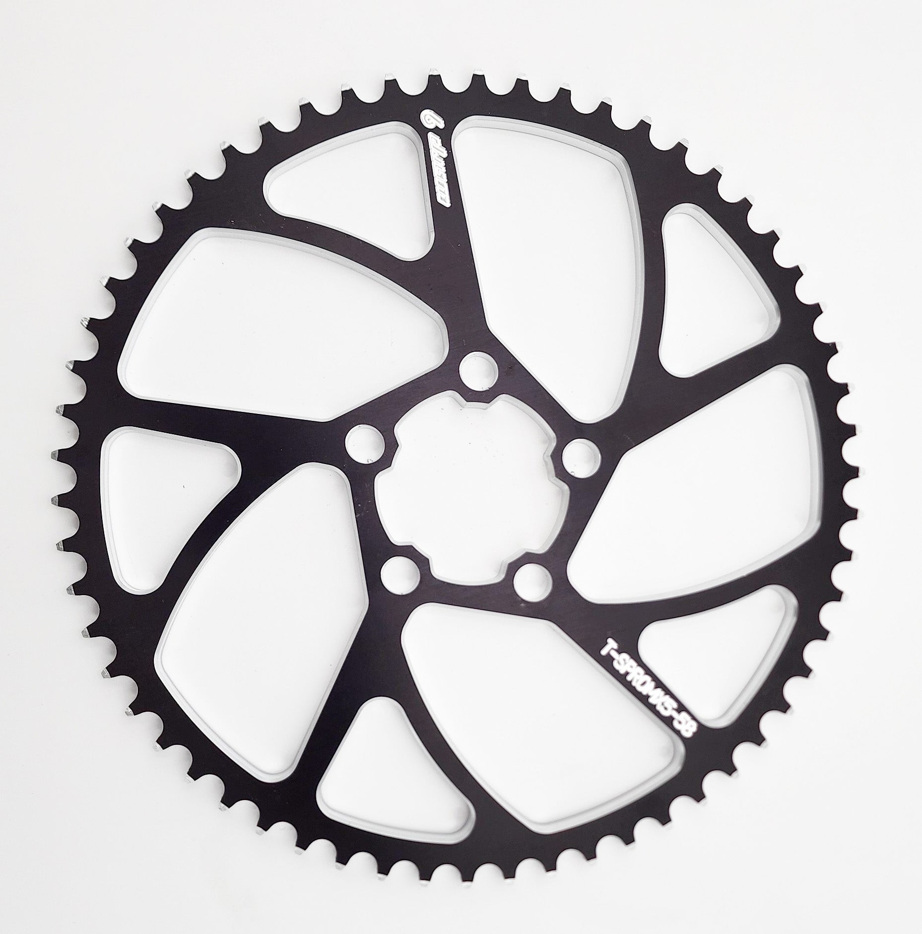 Tooth profile detail of Warp 9 428-chain rear sprocket for Talaria MX5