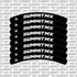 Summit MX rim decal set applied to a wheel rim with custom color stripe
