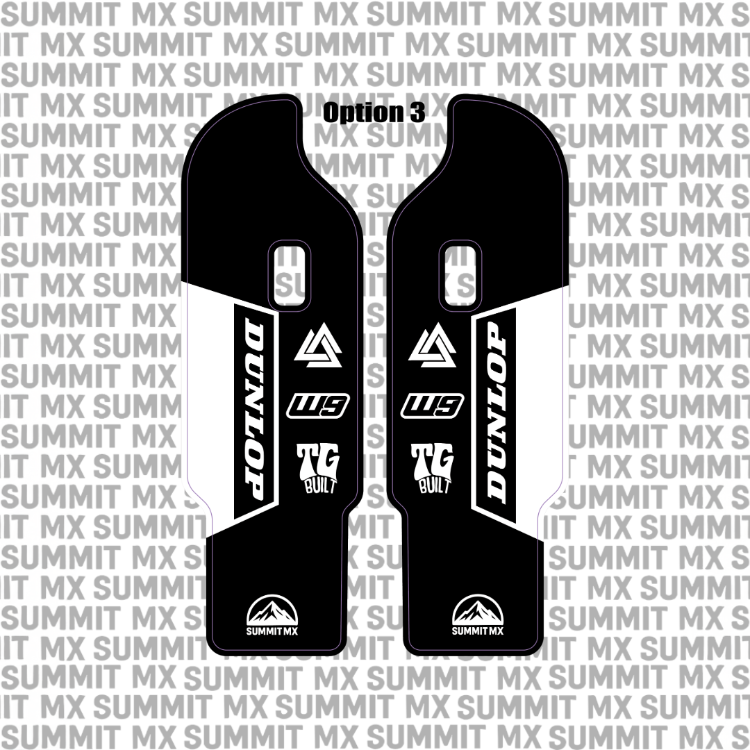 DNM fork guard decal for Sur-Ron Light Bee — finish options