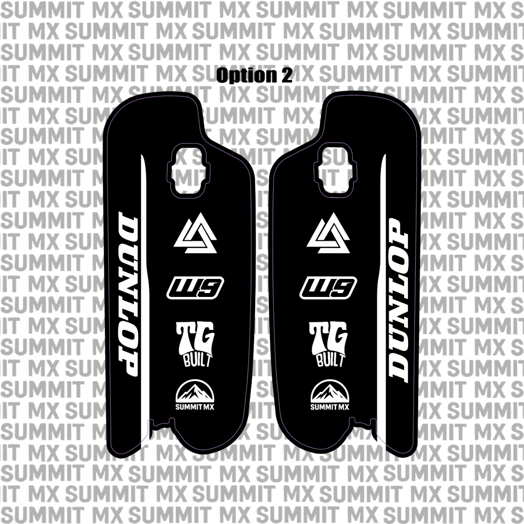 Fastace ALX13RC fork guard decal for Sur-Ron Light Bee — close-up