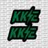 KKE fork tube decal on e-moto fork — close-up