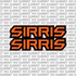 Sirris fork tube decals — chrome finish detail