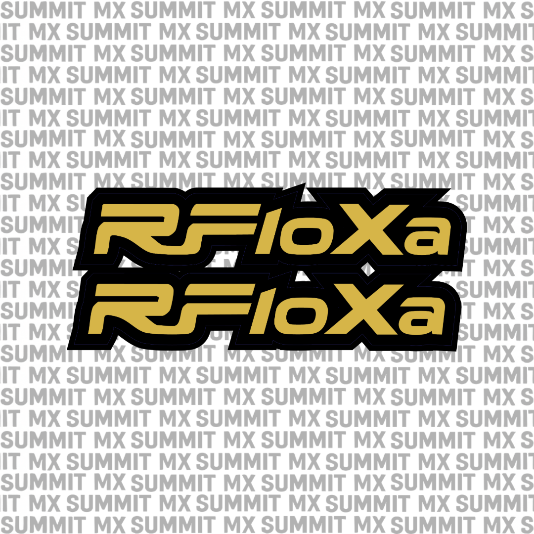RFloXa fork tube decal for Sur-Ron Ultra Bee — close-up