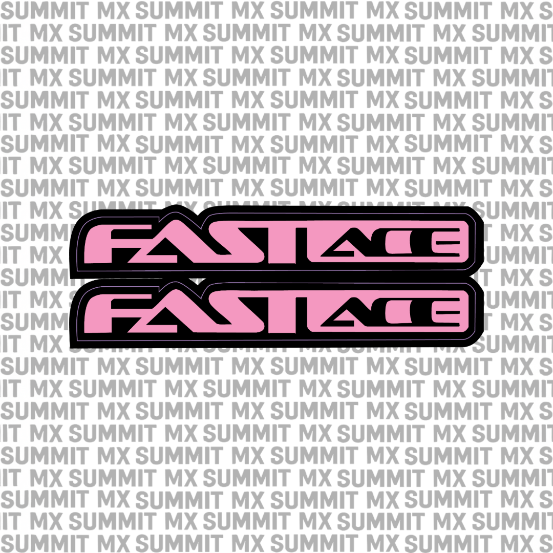 Fastace fork tube decals for Sur-Ron LBX — installed on the bike