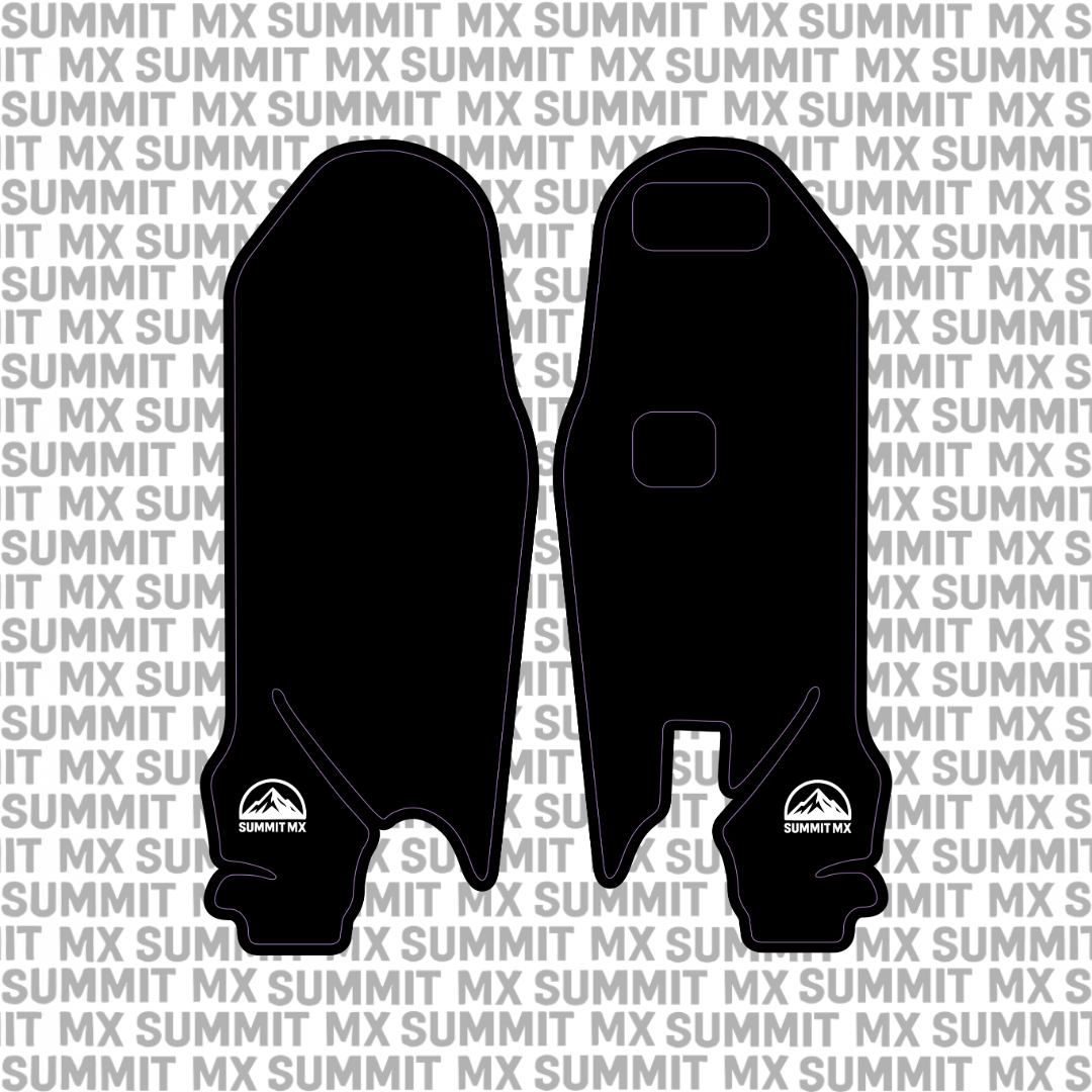 Summit MX customizable fork guard decals fitted on a Sur-Ron Ultra Bee