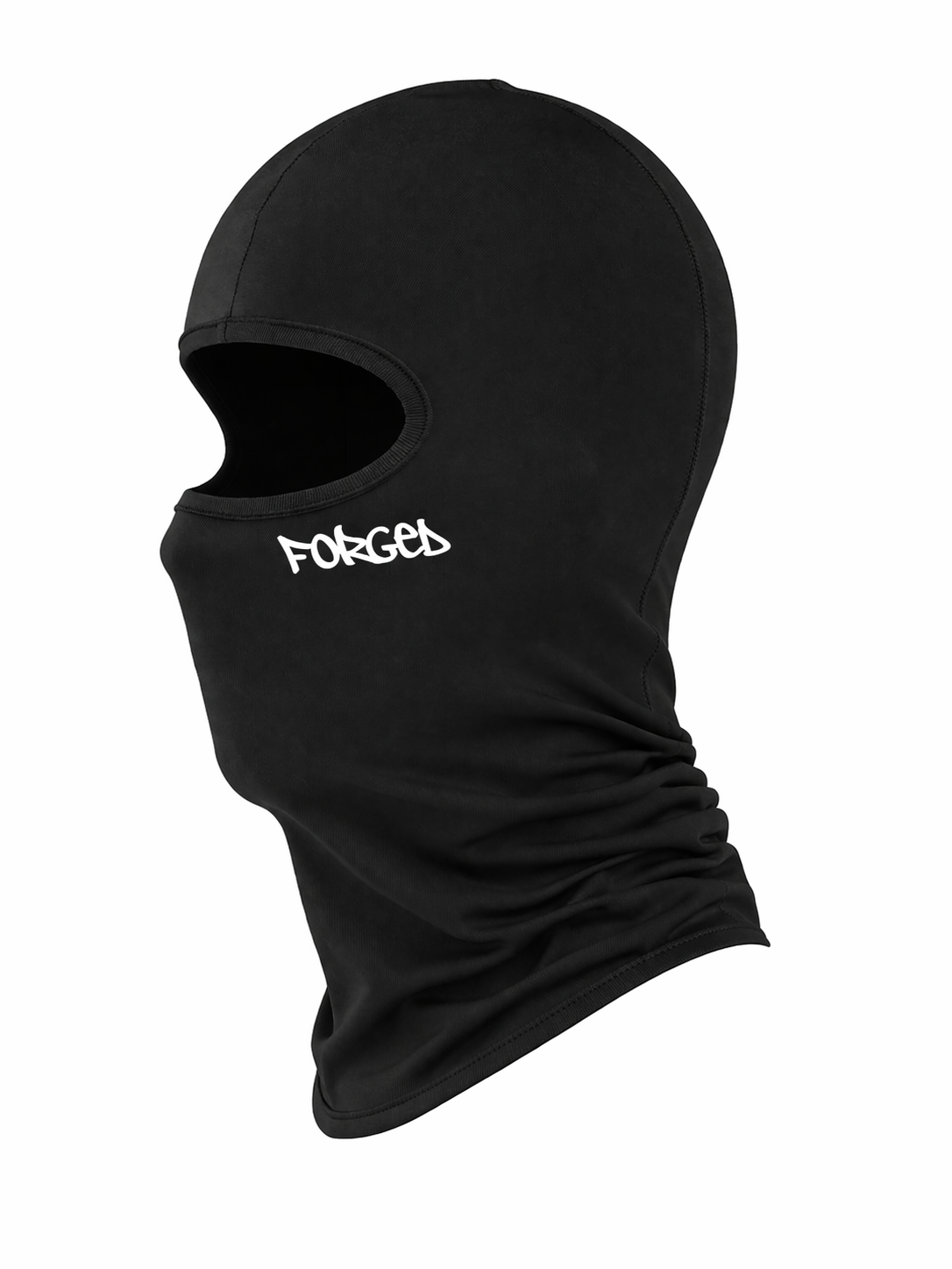 Forged Racing face mask worn under a riding helmet