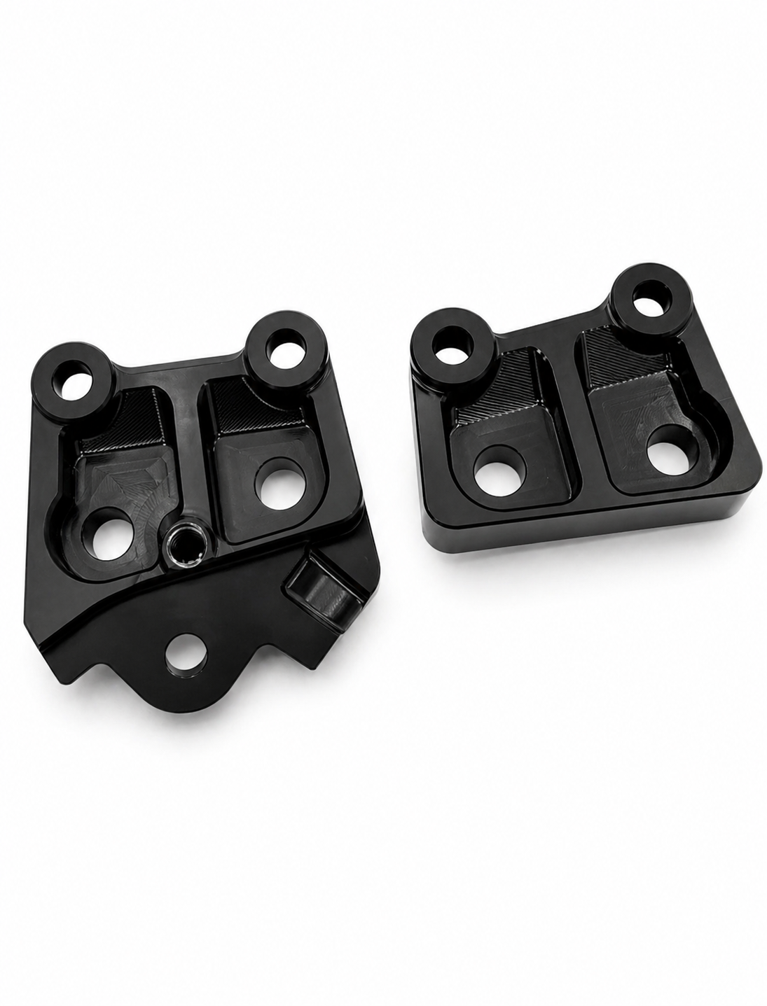 Talaria XXX glossy black foot bracket mounting hardware close-up