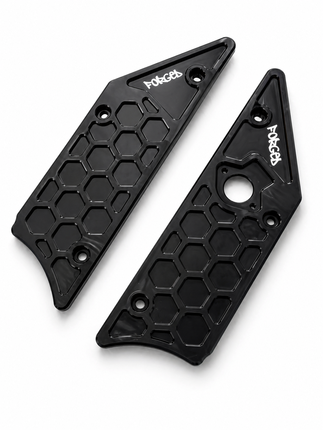 Talaria XXX side panel engraved with the Forged Racing V2 logo