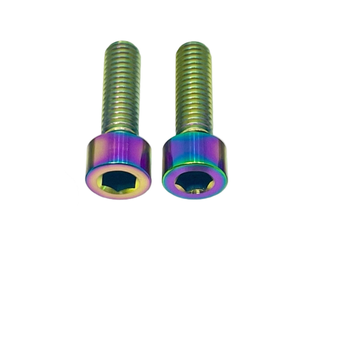 Titanium Formula brake mount bolts — angled view