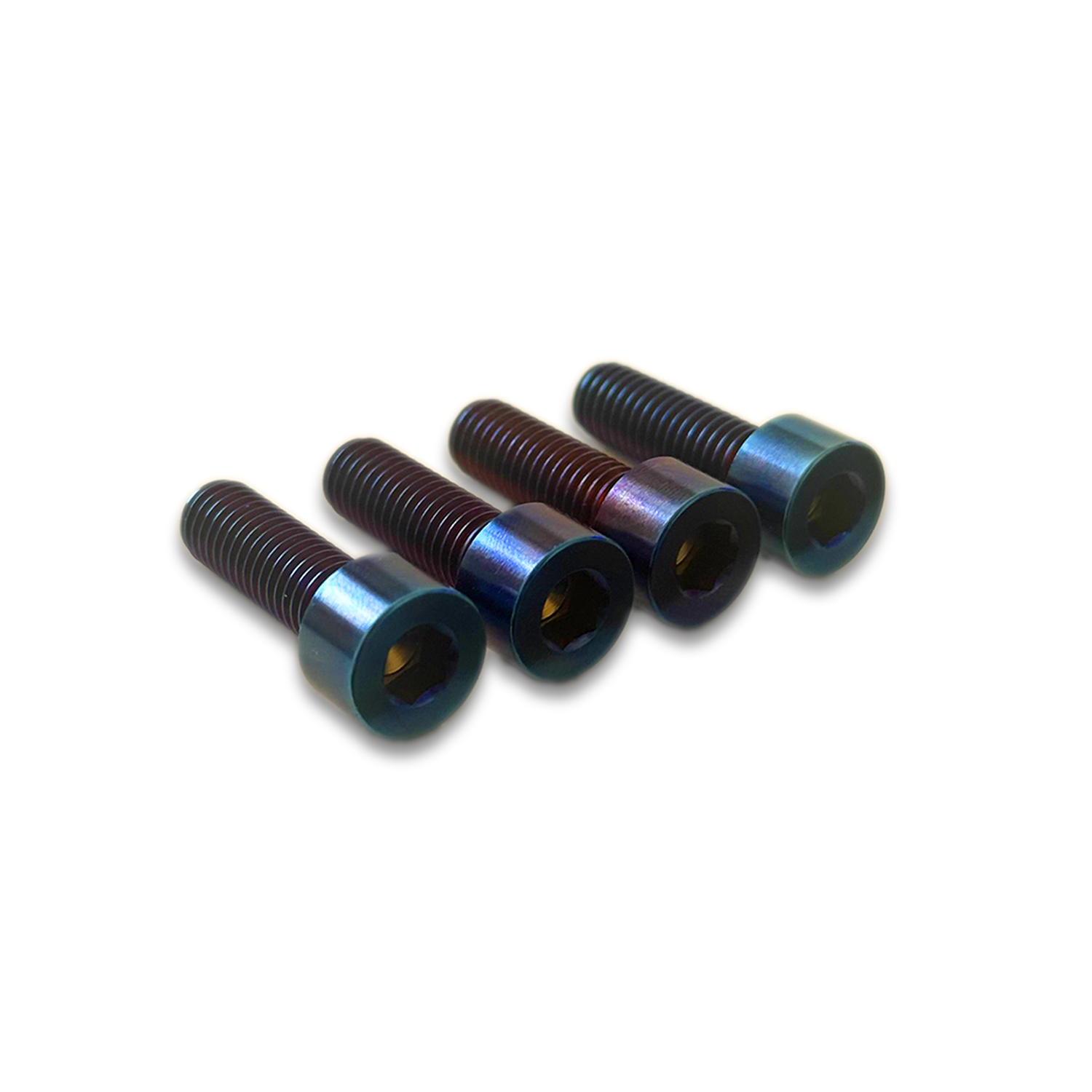 Burnt-blue Grade 5 titanium direct-mount bolt kit, 4-piece set