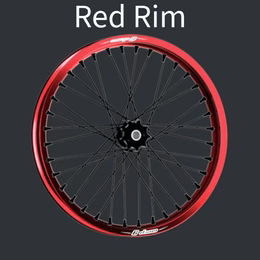 Orange anodized Warp 9 supermoto wheel set for the Talaria MX3/MX4